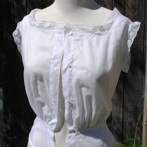 Antique French Victorian/Edwardian white lacy top